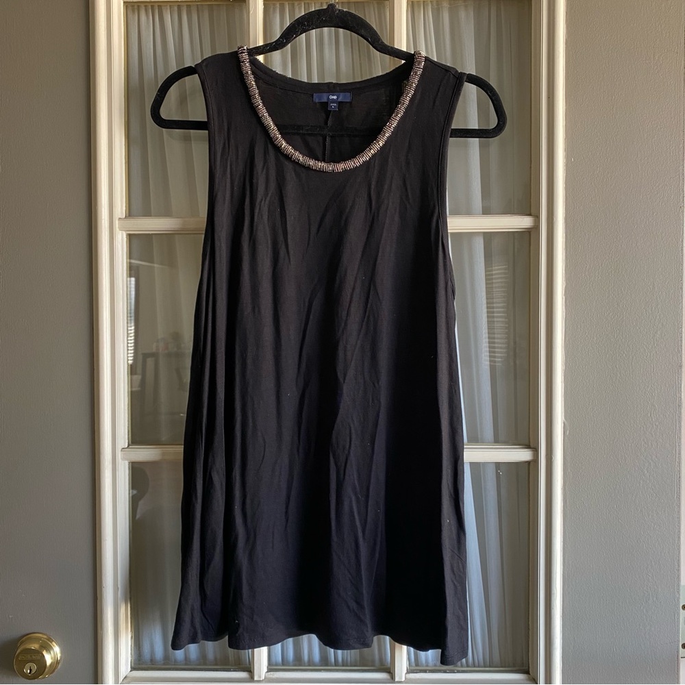 Gap Black Top with Beaded Neckline